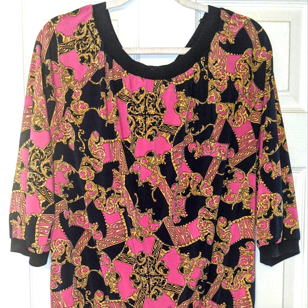 Ellen Tracy Pink/Blue/Gold Top